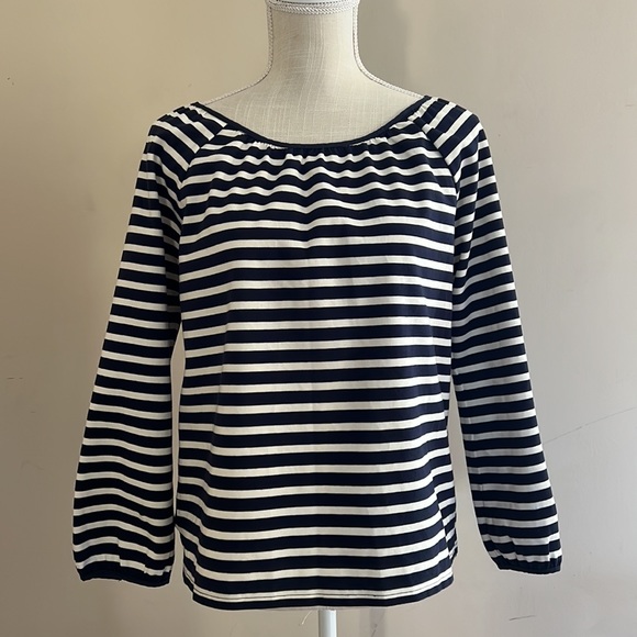 J. Crew Stripes Navy & White Blouse Size: M - Picture 4 of 11